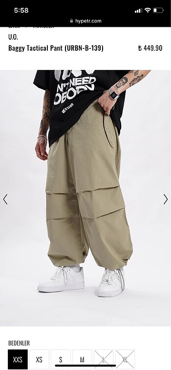 xs Beden Paraşüt Baggy Pantolon y2k Haki