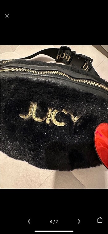  Beden siyah Renk Juicy Couture Tüylü Bel Çantası