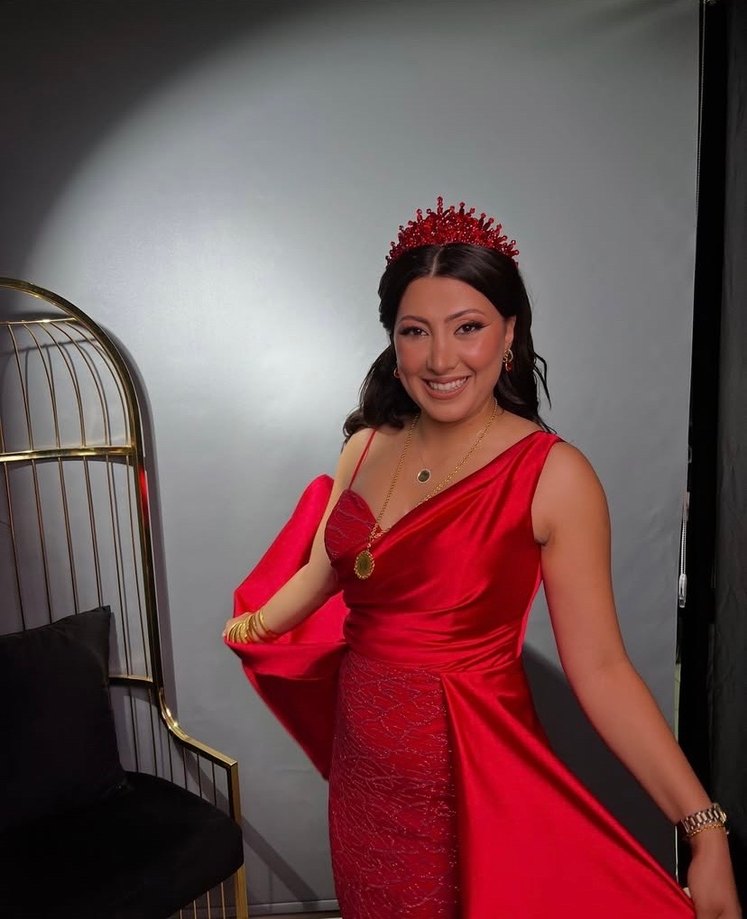 Kırmızı Drapeli Uzun Straplez Abiye - Görsel 2