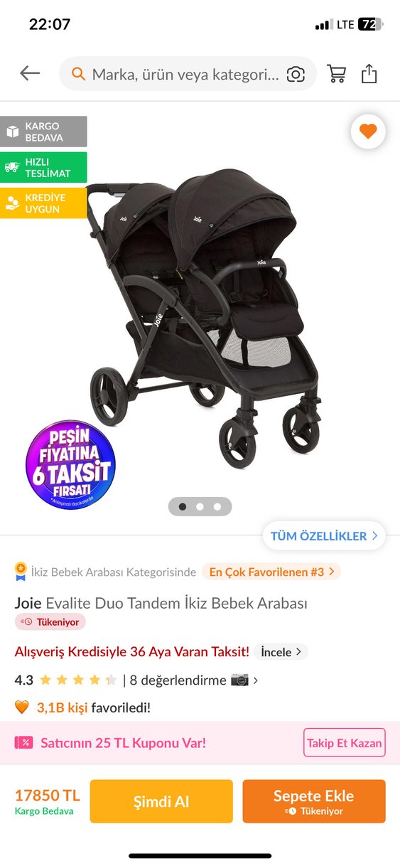 Siyah İkiz kardeş Bebek Arabası - Görsel 3