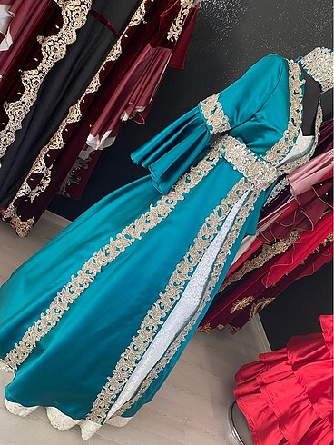 Gelin kaftanı turkuaz renk - Görsel 2