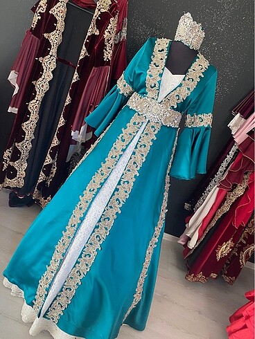 Gelin kaftanı turkuaz renk - Görsel 3