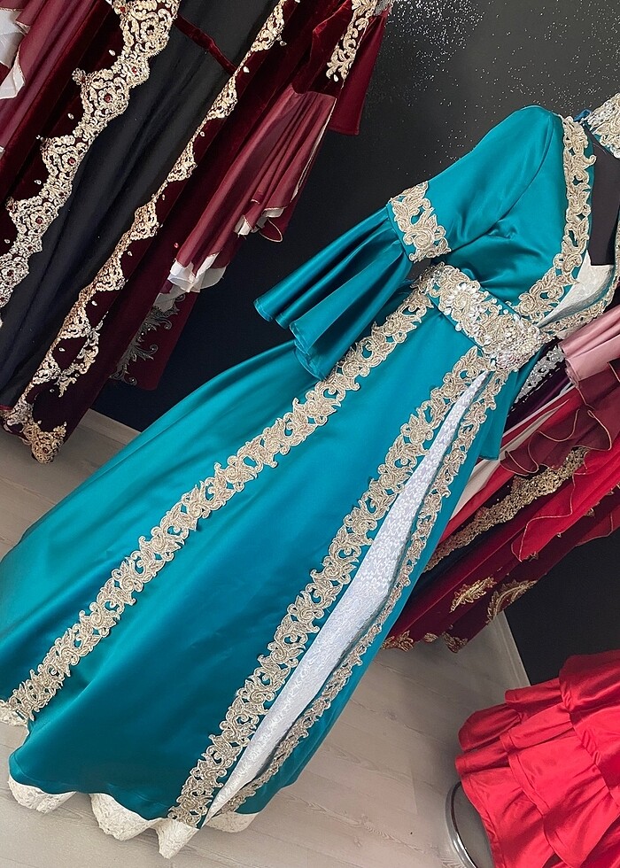 Gelin kaftanı turkuaz renk - Görsel 2