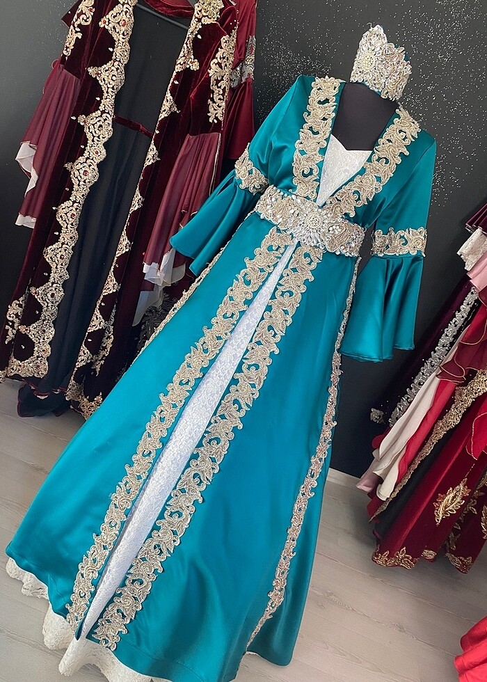 Gelin kaftanı turkuaz renk - Görsel 3