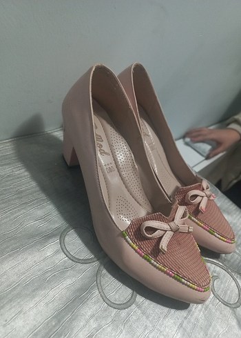 Pembe Yılan Desenli Kadın ayakkabısı - Görsel 2