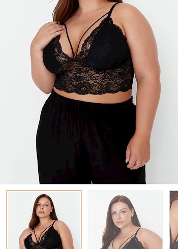 Siyah Dantel Midi Bralet