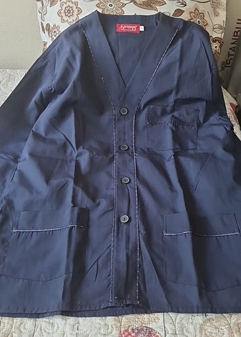 Düğmeli Lacivert erkek pijama takımı - Görsel 13