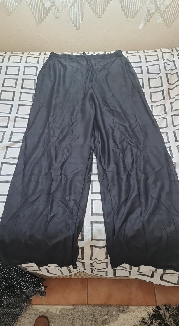 Siyah Transparan Zebra Desenli Tül Pantolon - Görsel 2