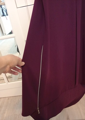 40 Beden Bordo Düğmeli Uzun Kollu Midi Tunik