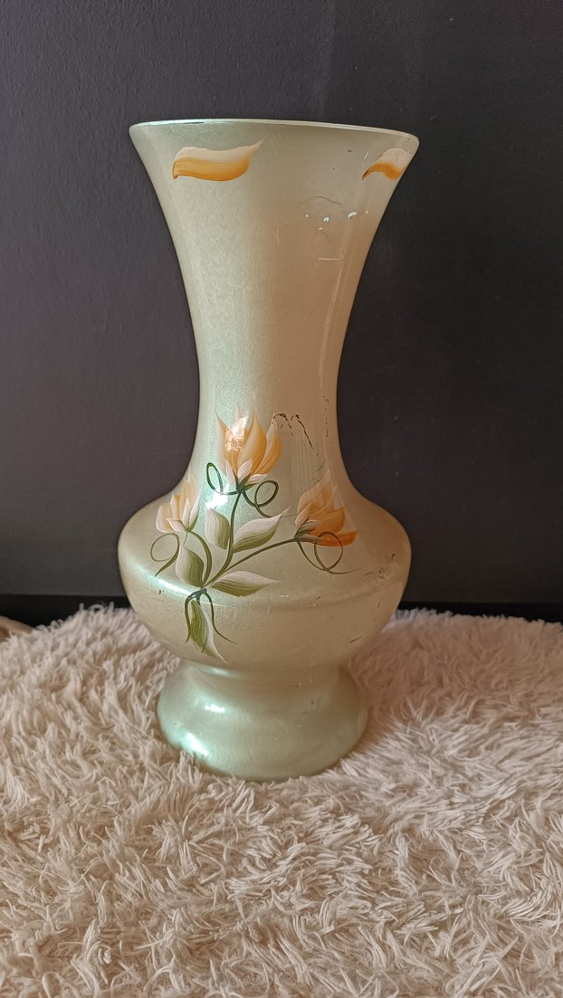 Vintage El Boyama Cam Vazo - Görsel 2