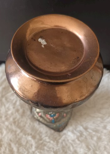 Vintage İşlemeli Bakır Vazo - Görsel 3