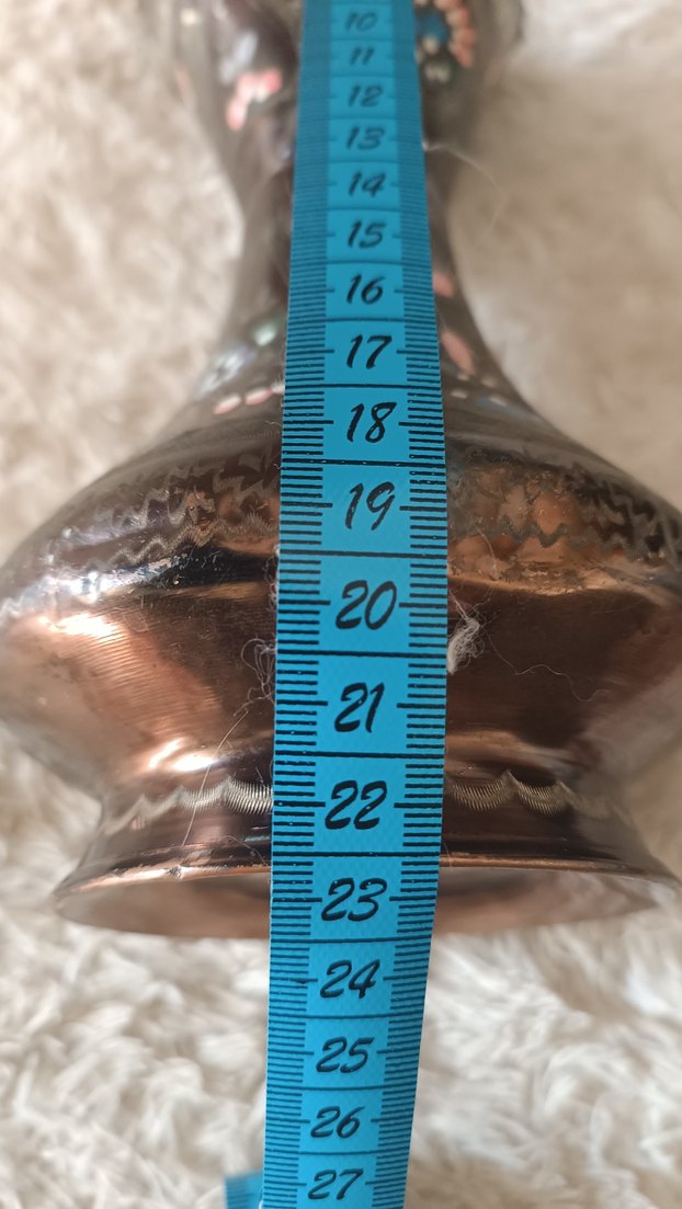 Vintage İşlemeli Bakır Vazo - Görsel 4