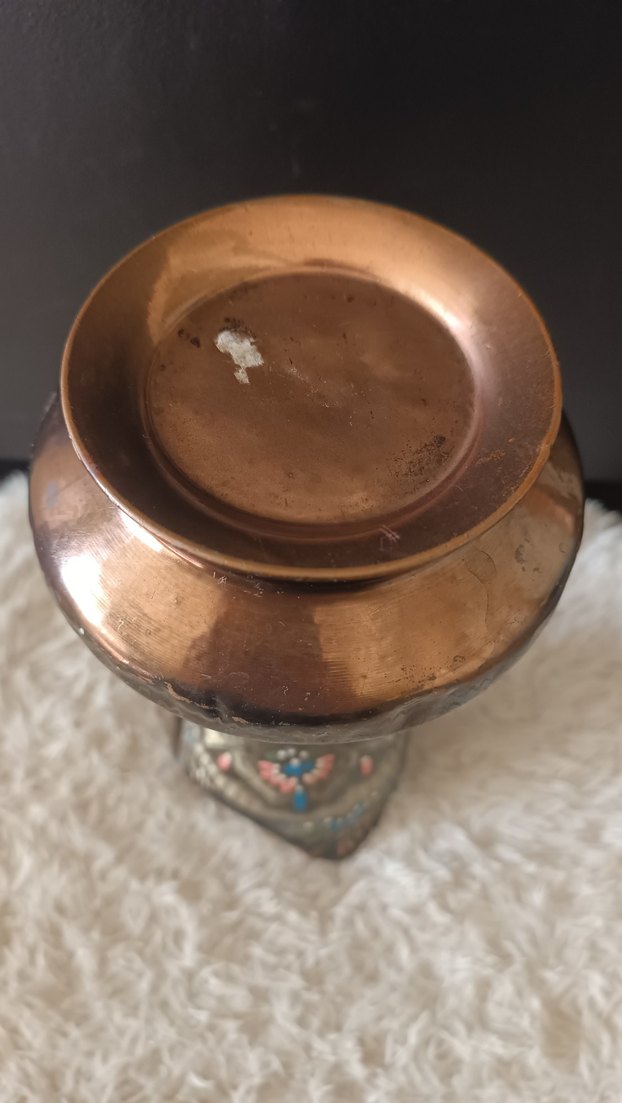 Vintage İşlemeli Bakır Vazo - Görsel 3