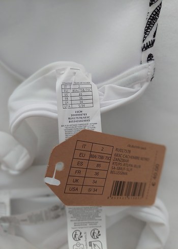 m Beden beyaz Renk Calzedonia Önü İşlemeli Arkası Sade Bikini Takımı