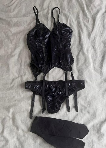 Deri Görünümlü 3 lü Set Kıyafet - Görsel 2