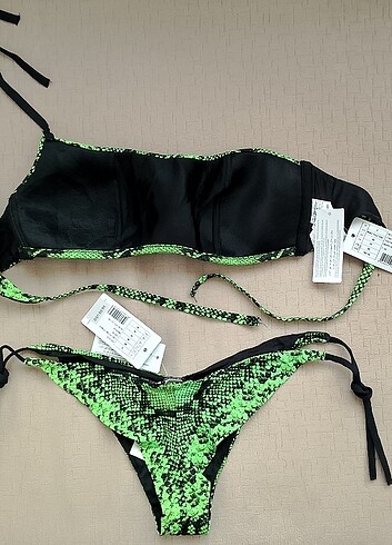 m Beden yeşil Renk Calzedonia Piton Desenli Brazilian Bikini Takım