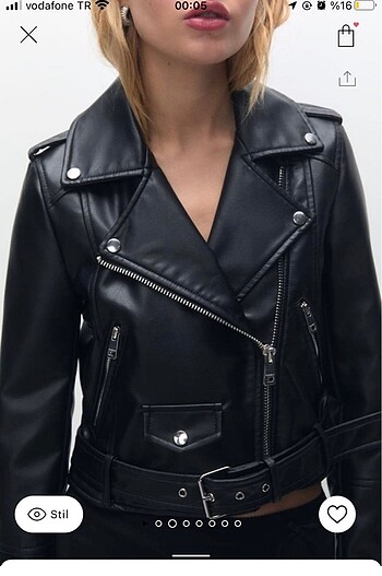 Pull and Bear Suni deri biker ceket