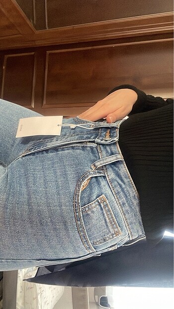 Mango İspanyol paça yüksek bel jean pantolon