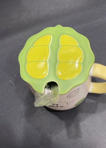 Sarı Kulplu, Yeşil Kapaklı Renkli Seramik Kupa - Görsel 4