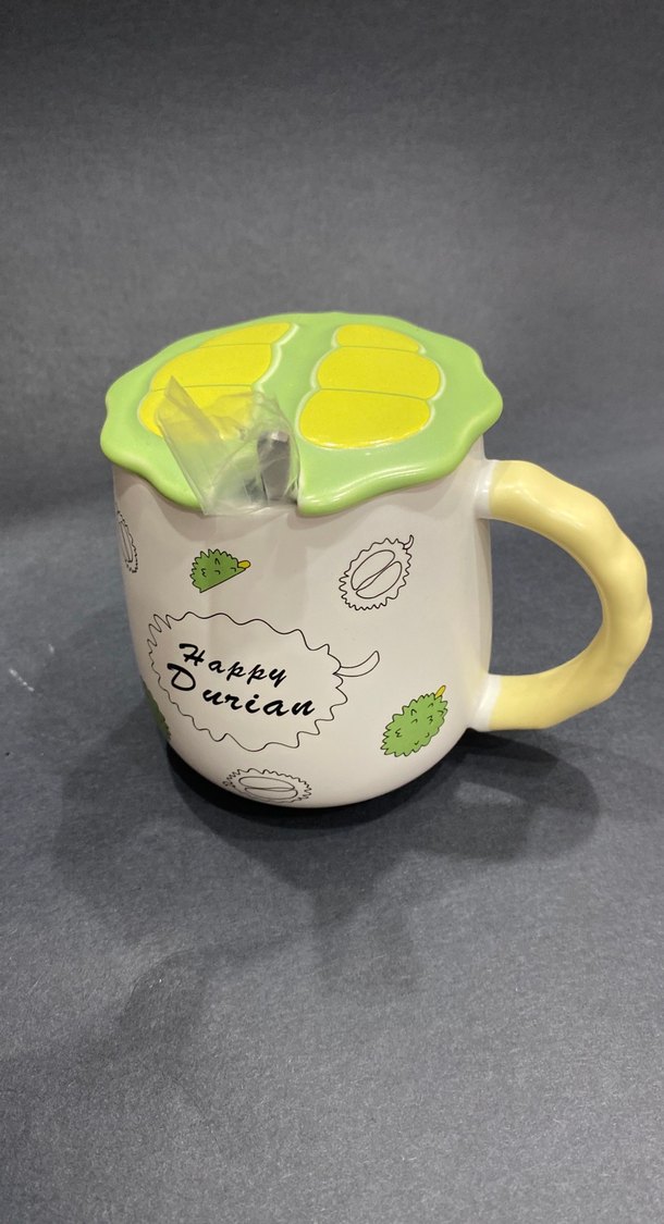 Sarı Kulplu, Yeşil Kapaklı Renkli Seramik Kupa - Görsel 3