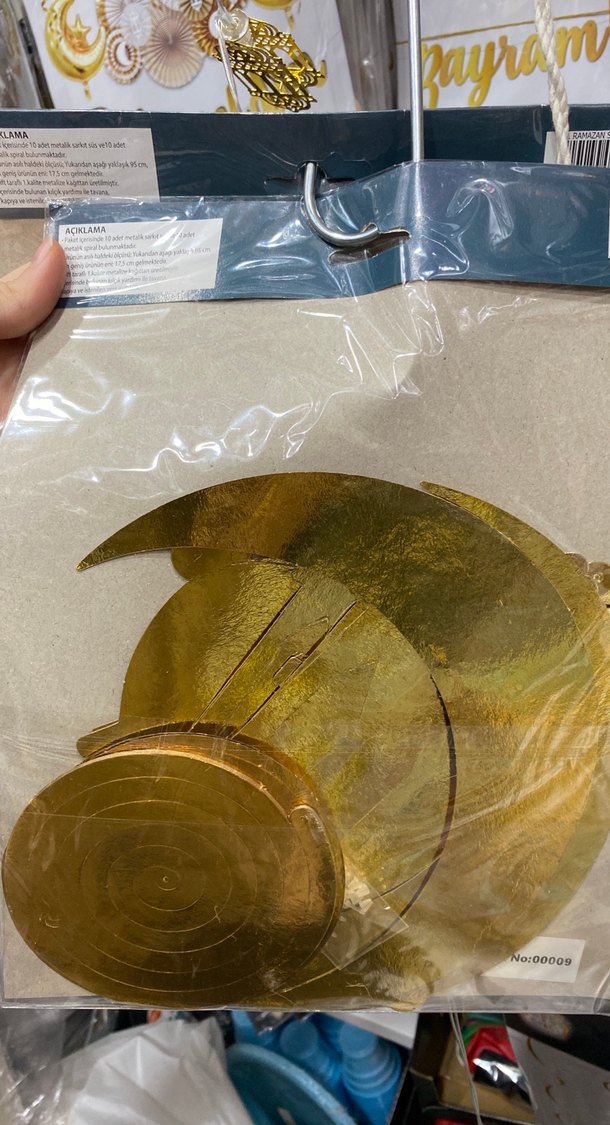 Çift Taraflı Metalize Altın Ramazan Sarkıt Süs - Görsel 2