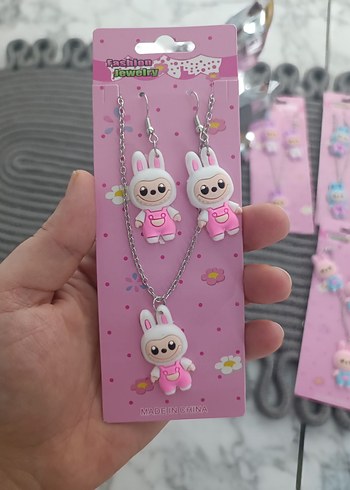 Labubu kolye küpe set - Görsel 6