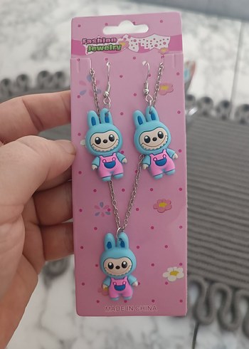 Labubu kolye küpe set - Görsel 2