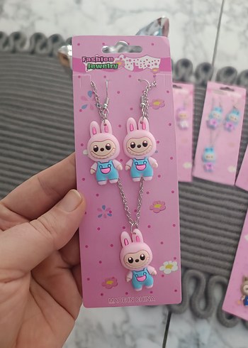 Labubu kolye küpe set - Görsel 5