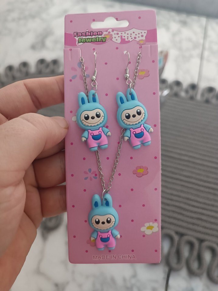 Labubu kolye küpe set - Görsel 2