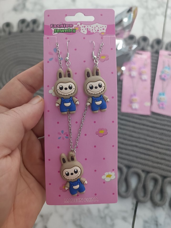 Labubu kolye küpe set - Görsel 4