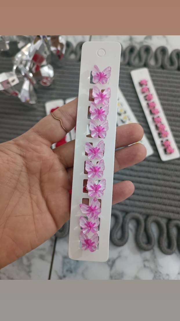 Çiçek ve Kalp Desenli Saç Küpesi - Görsel 5