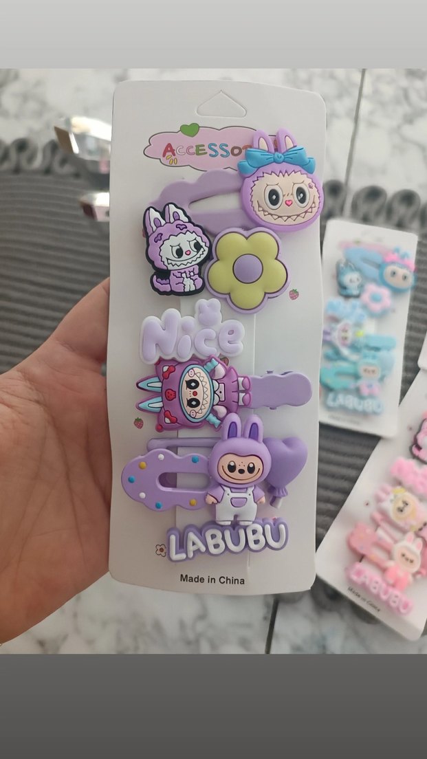 Renkli Elastik Çocuk Saç Tokaları - LABUBU - Görsel 2