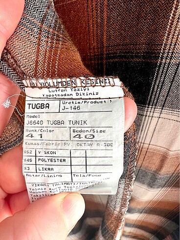 m Beden kahverengi Renk Tuğba ekoseli gömlek & tunuk