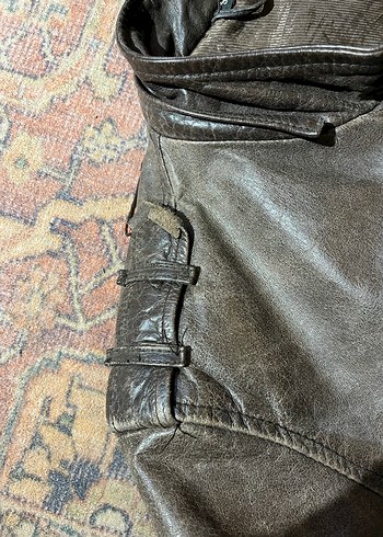 Kahverengi Tokalı Deri Biker Ceket - Görsel 8