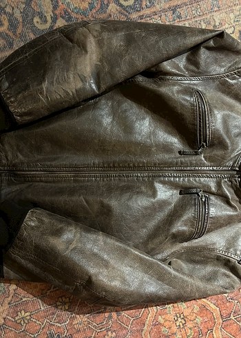 Kahverengi Tokalı Deri Biker Ceket - Görsel 5