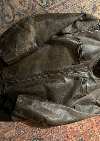 Kahverengi Tokalı Deri Biker Ceket - Görsel 2