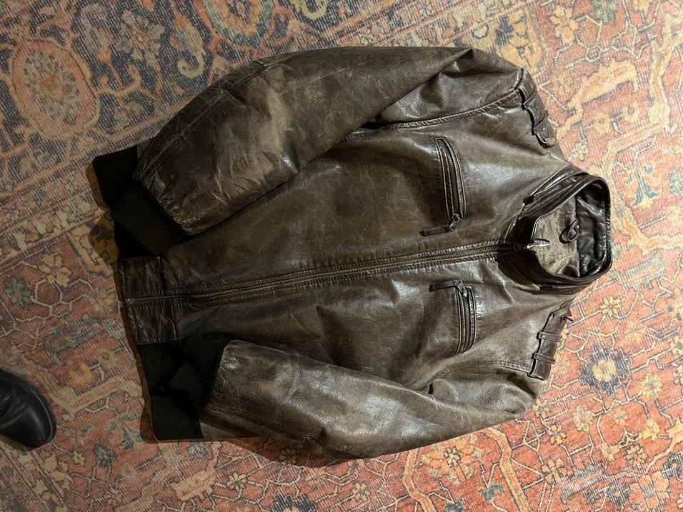 Kahverengi Tokalı Deri Biker Ceket - Görsel 2