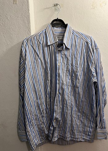 Çizgili, Uzun Kollu Erkek Keten Gömlek - Görsel 2