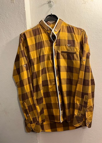 Sarı Kahverengi Kareli Uzun Kollu Gömlek - Görsel 3