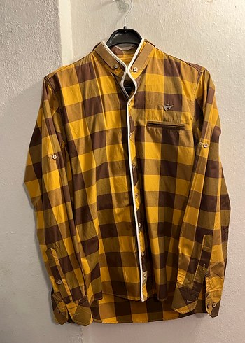 Sarı Kahverengi Kareli Uzun Kollu Gömlek - Görsel 2