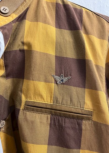 Sarı Kahverengi Kareli Uzun Kollu Gömlek - Görsel 4
