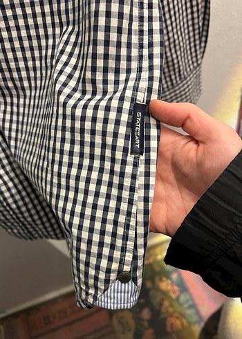 Erkek Gri Kareli Pamuklu Uzun Kollu Gömlek - Görsel 6