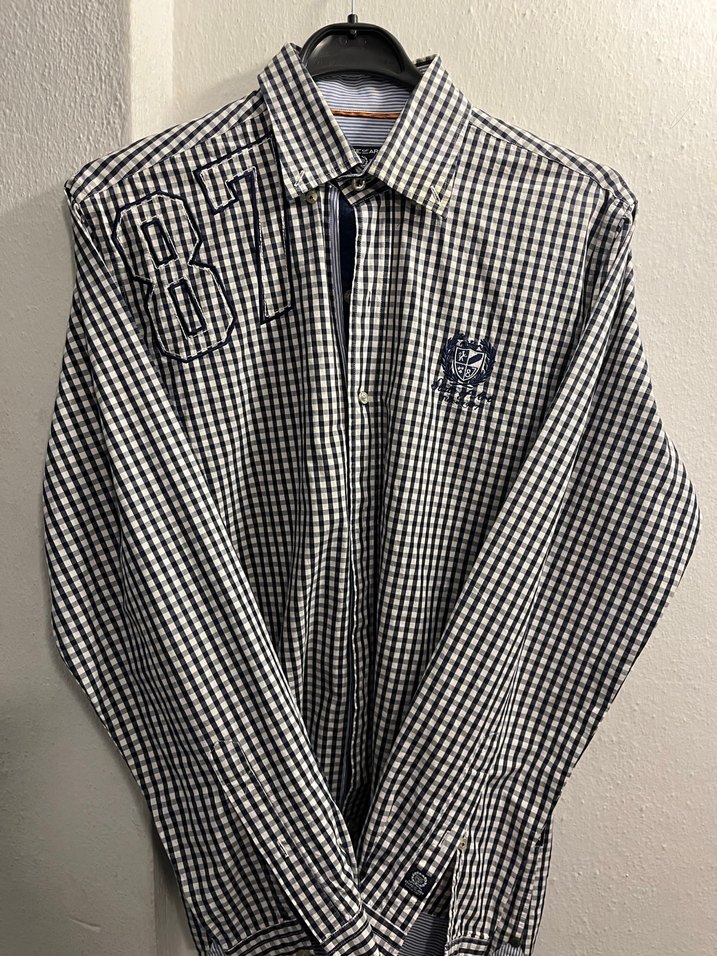 Erkek Gri Kareli Pamuklu Uzun Kollu Gömlek - Görsel 4