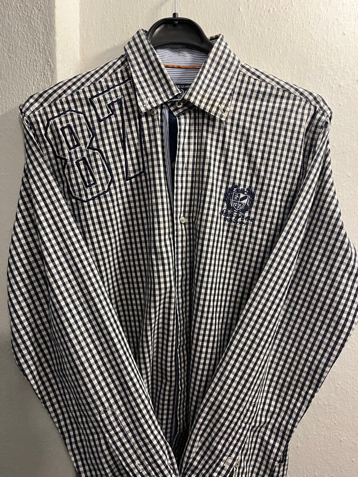 Erkek Gri Kareli Pamuklu Uzun Kollu Gömlek - Görsel 2