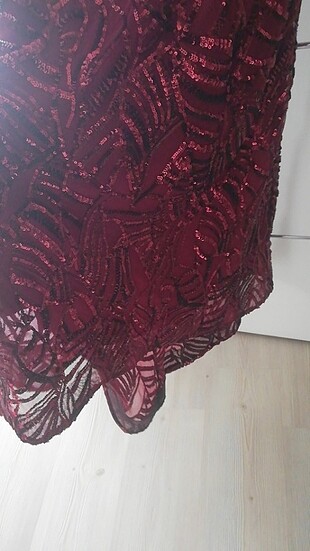 xl Beden Bordo abiye payet elbise