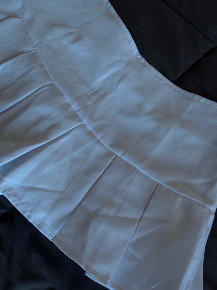 Beyaz Pilili Mini Etek - Görsel 2