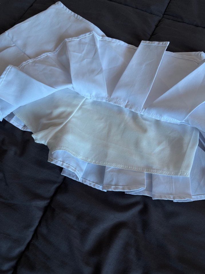 Beyaz Pilili Mini Etek - Görsel 3