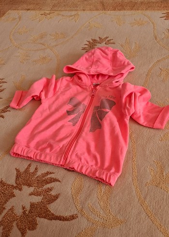 Kız Çocuk Kapüşonlu Fermuarlı Pembe Sweatshirt