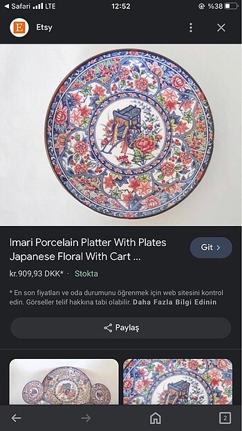 Beden Japon Imari Antika Duvar Tabağı