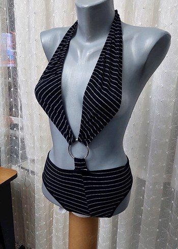 Diğer Siyah Gri Zebra Desenli Mini Kadın İç çamaşırı